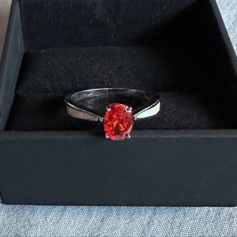 Sterling Silver Garnet Opal Ring - image 1